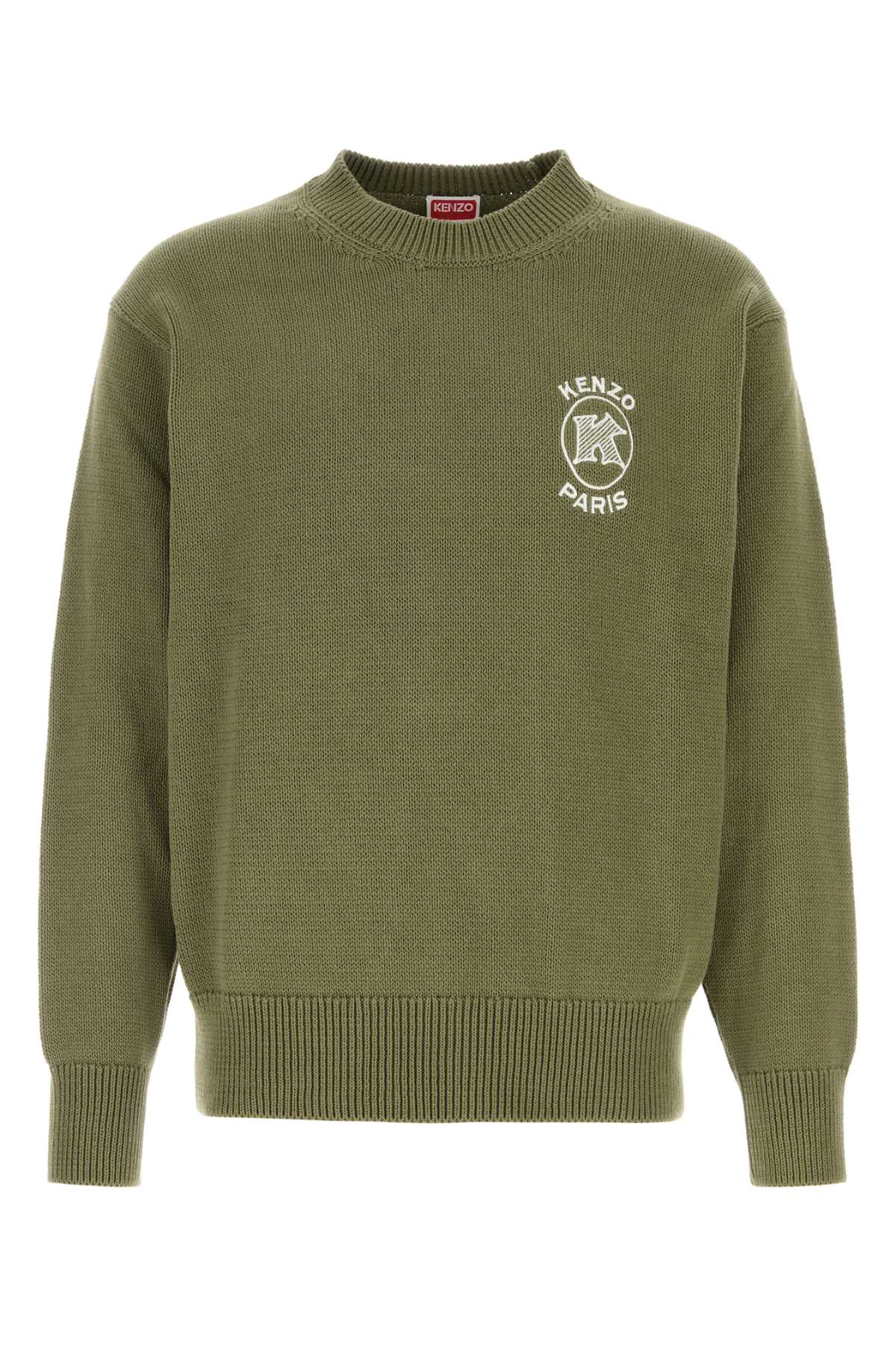 Olive Green Cotton Sweater Khaki Exterior: Maglieria