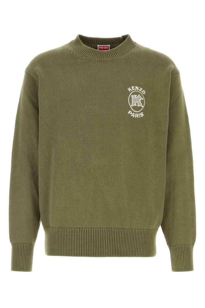 Olive Green Cotton Sweater Khaki Exterior: Maglieria