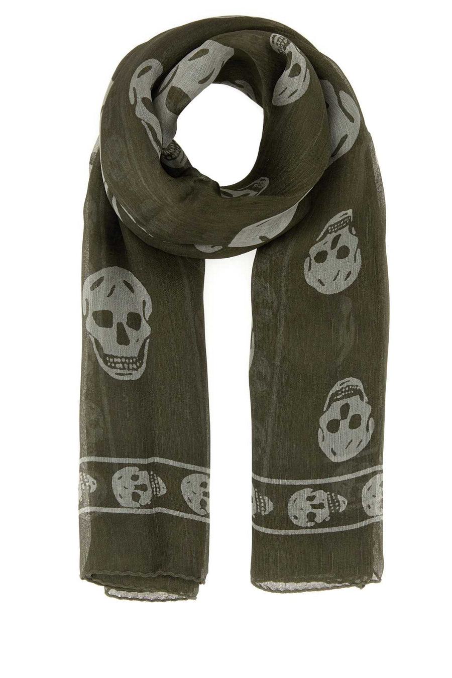 Alexander McQueen Skull 100% Silk scarf in green