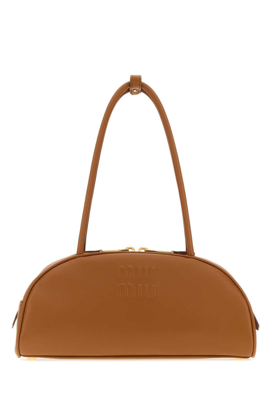 Miu Miu Exterior: 100% Leather; Lining: 100% Fabric; Finishing: Golden metal shoulder bag in brown