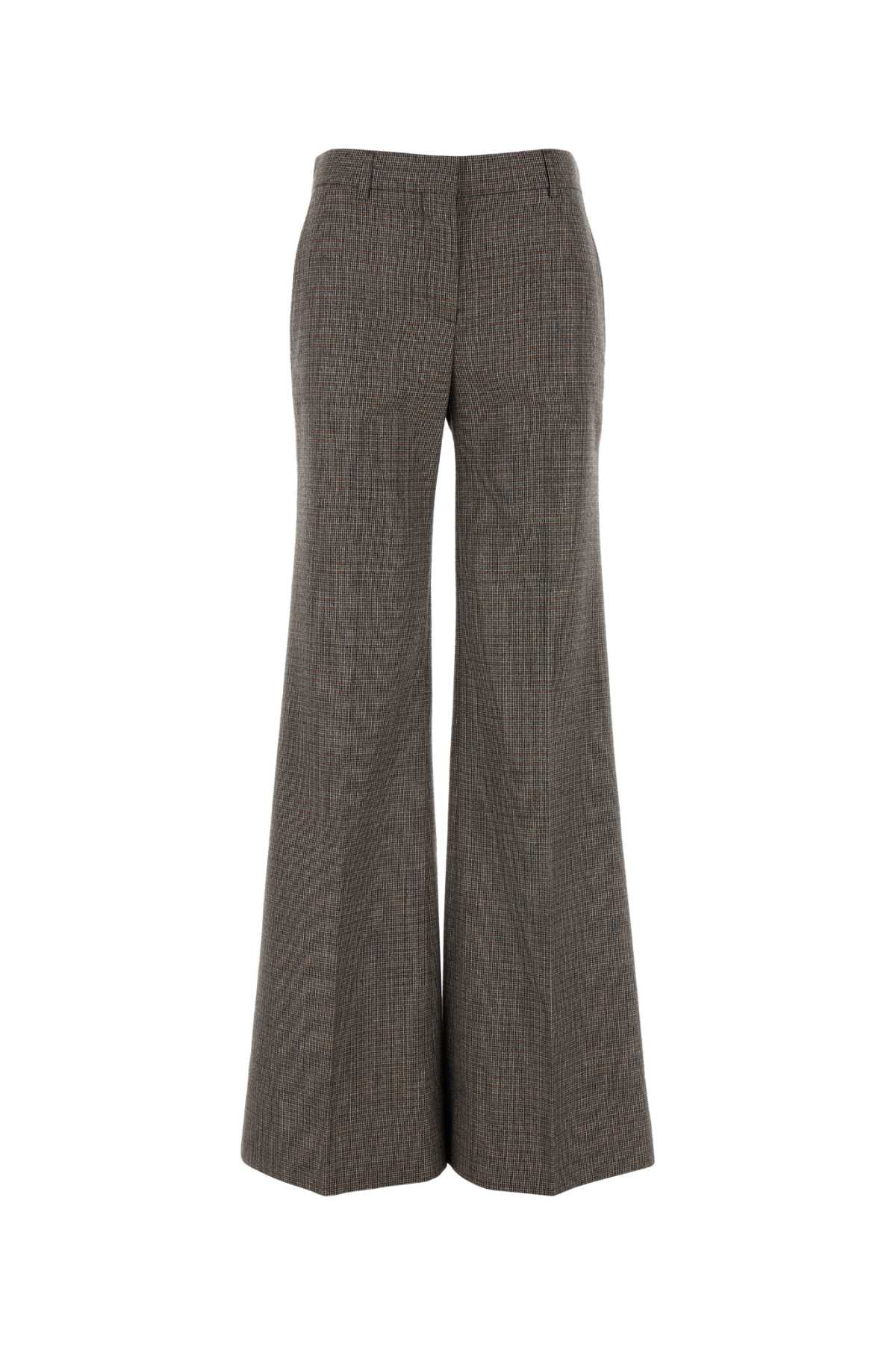 Embroidered Wool Palazzo Pant Camelgrey Exteiror: Pantaloni