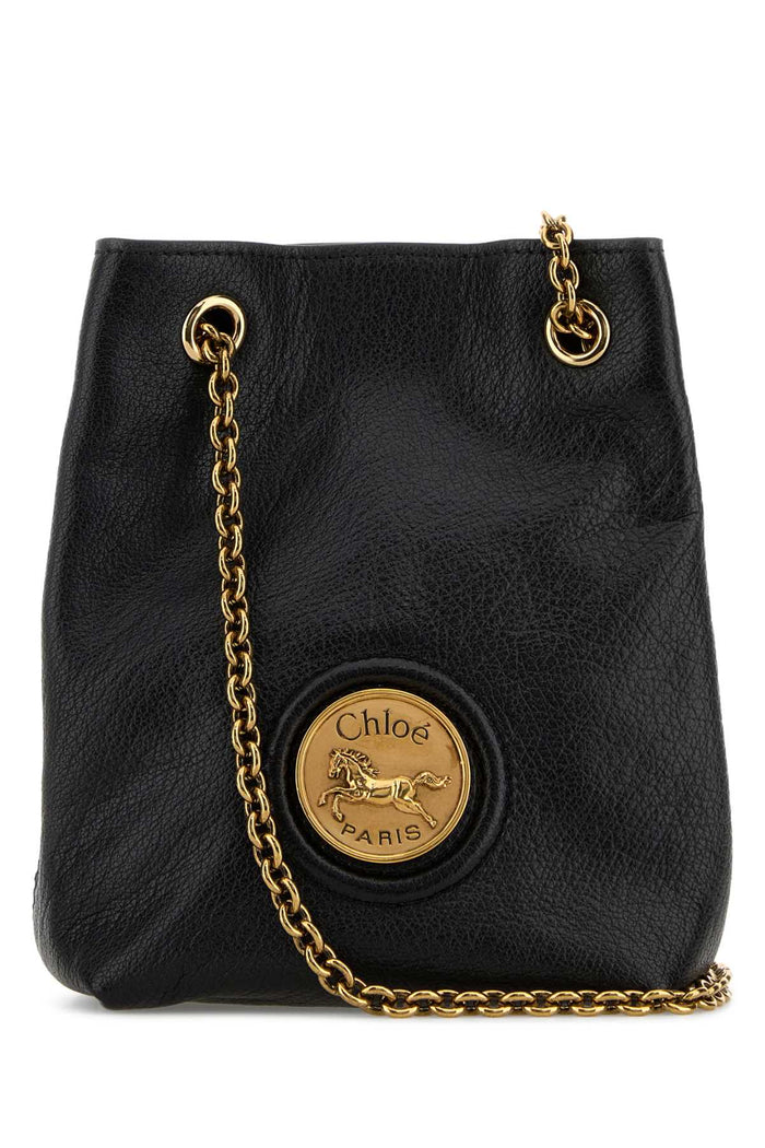 Black Leather Horse Medal Bucket Bag Borse A Secchiello