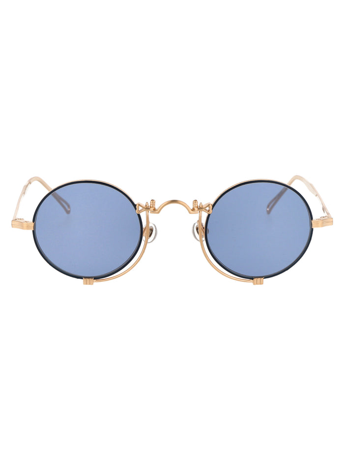 Brushed Gold - Navy Cobalt Blue Metal Sunglasses