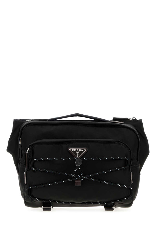 Prada Exterior: 100% Fabric; Lining: 100% Fabric; Finishing: Silver metal belt bag in black