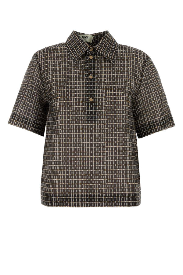 Fendi 56% Silk polo shirt in navy