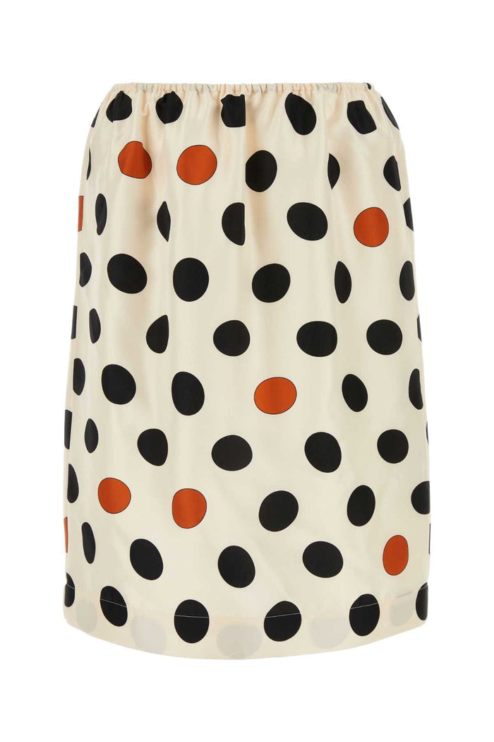 Printed Silk Skirt Creamblackrust Exterior: Lining: Gonne