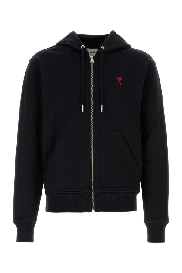 AMI Paris 100% cotton hoodie in black