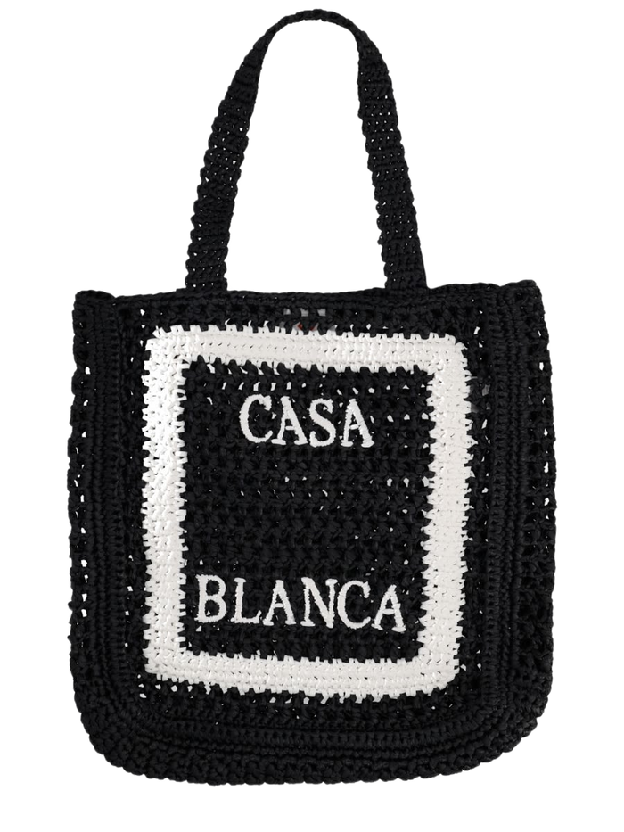 Tote Bag With Logo Black Viscose Handbags