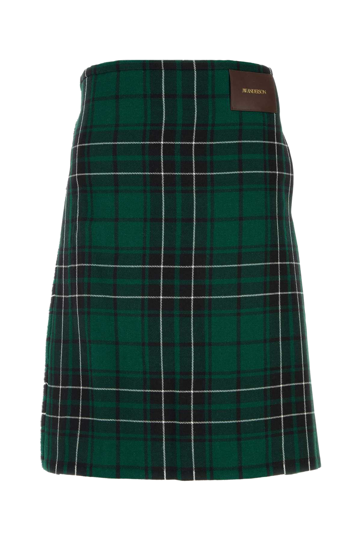 Embroidered Wool Skirt Forestgreen Sheep Gonne