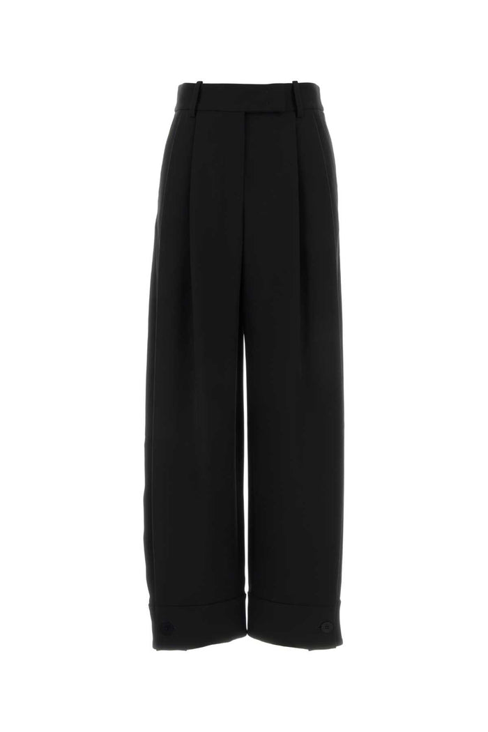 Black Crepe Wide-Leg Pant Nero Exterior: Silk Pantaloni