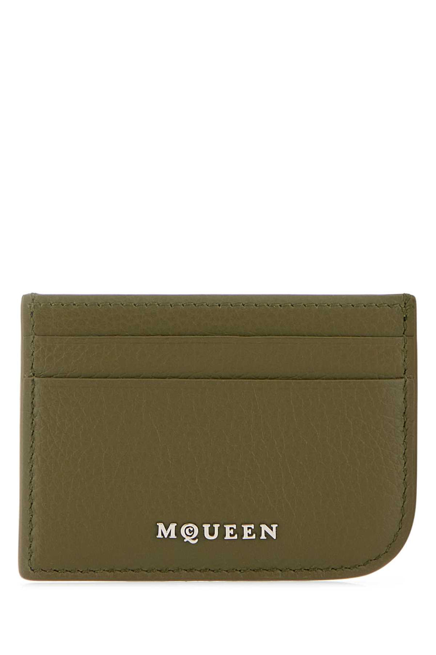 Alexander McQueen Card Exterior: 100% Leather; Finishing: Silver metal card case in green