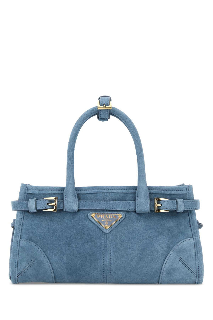 Light Blue Suede Mini Prada Bonnie Handbag Astrale Borse A Mano