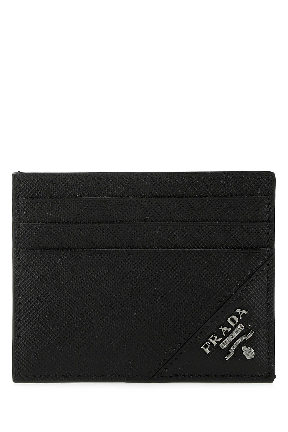 Black Leather Card Holder F0002 Vitello Portafogli