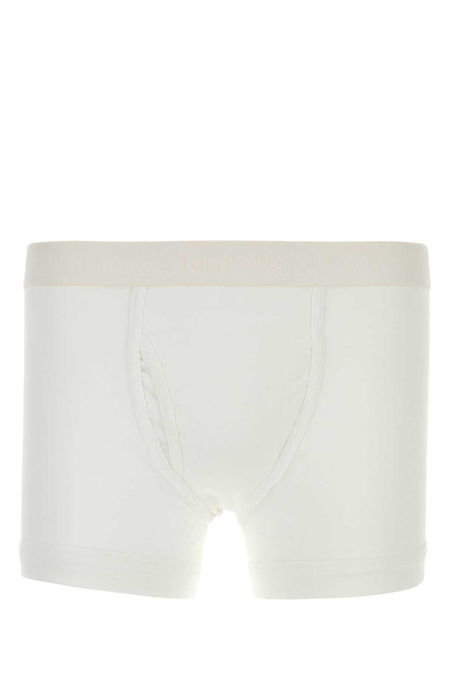 White Stretch Cotton Boxer Exterior: Elastane Intimo