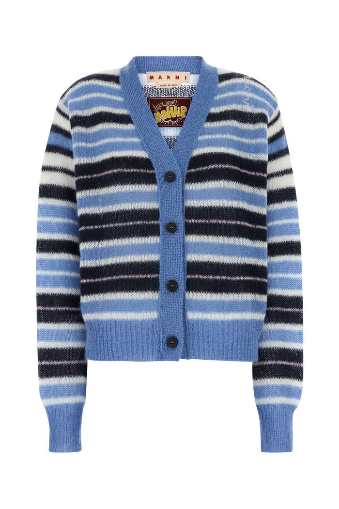 Multicolor Mohair Blend Cardigan Bluelilac Exterior: Nylon Wool Maglieria