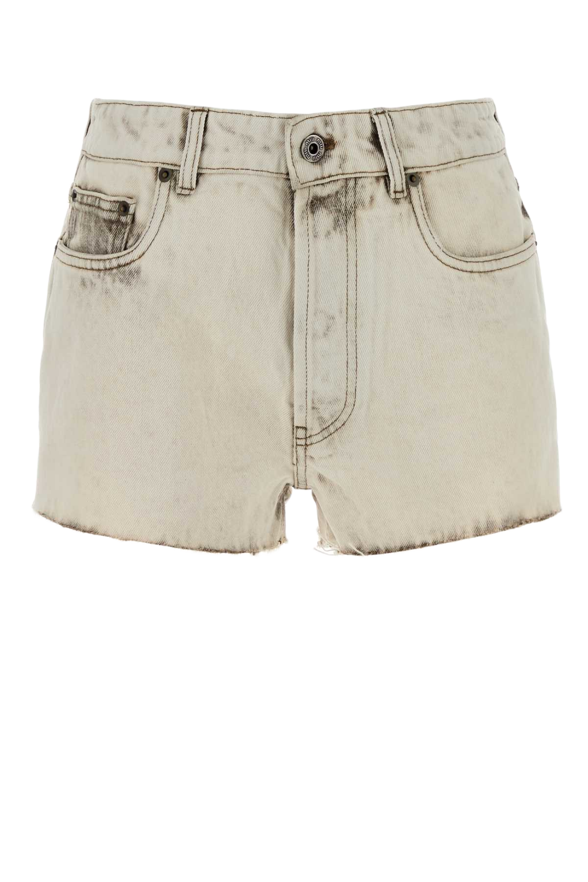 White Denim Shorts Bianco Exterior: Cotton