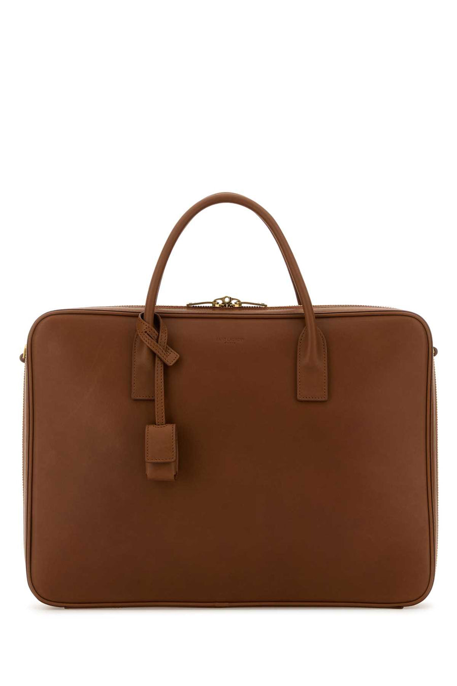 Saint Laurent Masoil Exterior: 100% Calf top handle bag in brown