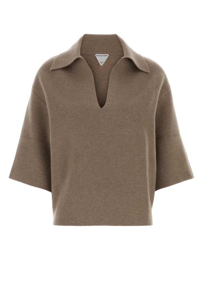Cappuccino Cashmere Blend Polo Shirt Beige Exterior: Nylon
