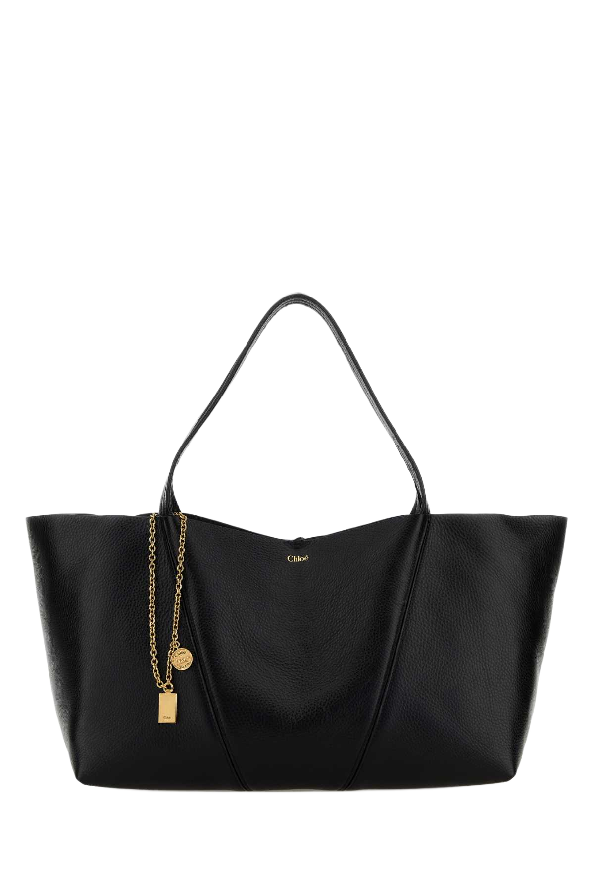 Black Leather East-West Chloã© Spin Shopping Bag Borse A Mano