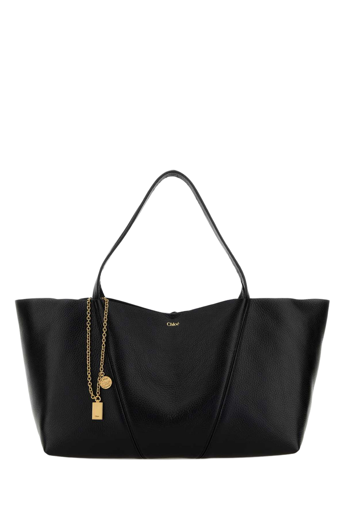 Black Leather East-West Chloã© Spin Shopping Bag Borse A Mano