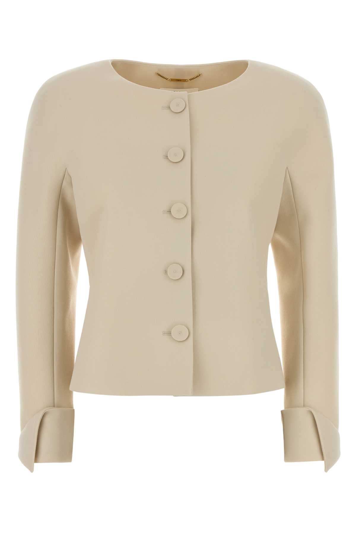 Ivory Wool Blazer Deserticbrown Giacche E Gilet