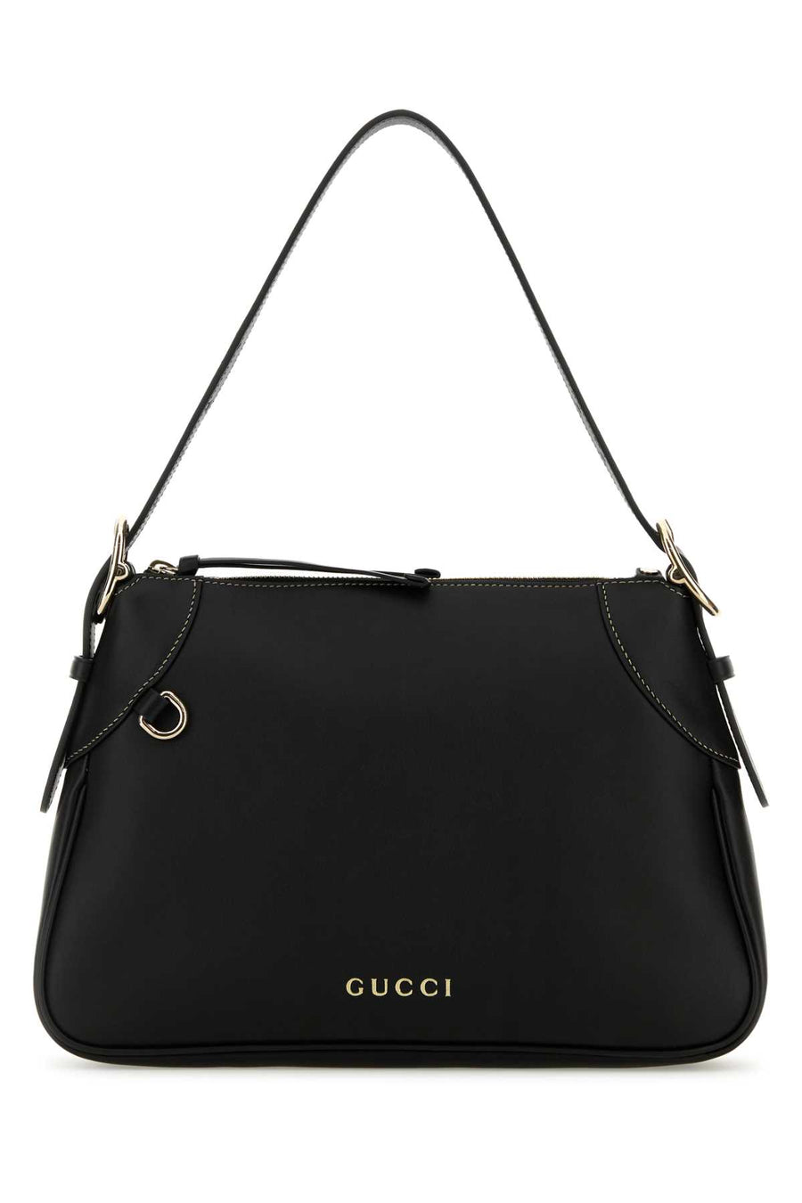 Gucci Emblem Exterior: 100% Leather shoulder bag in black