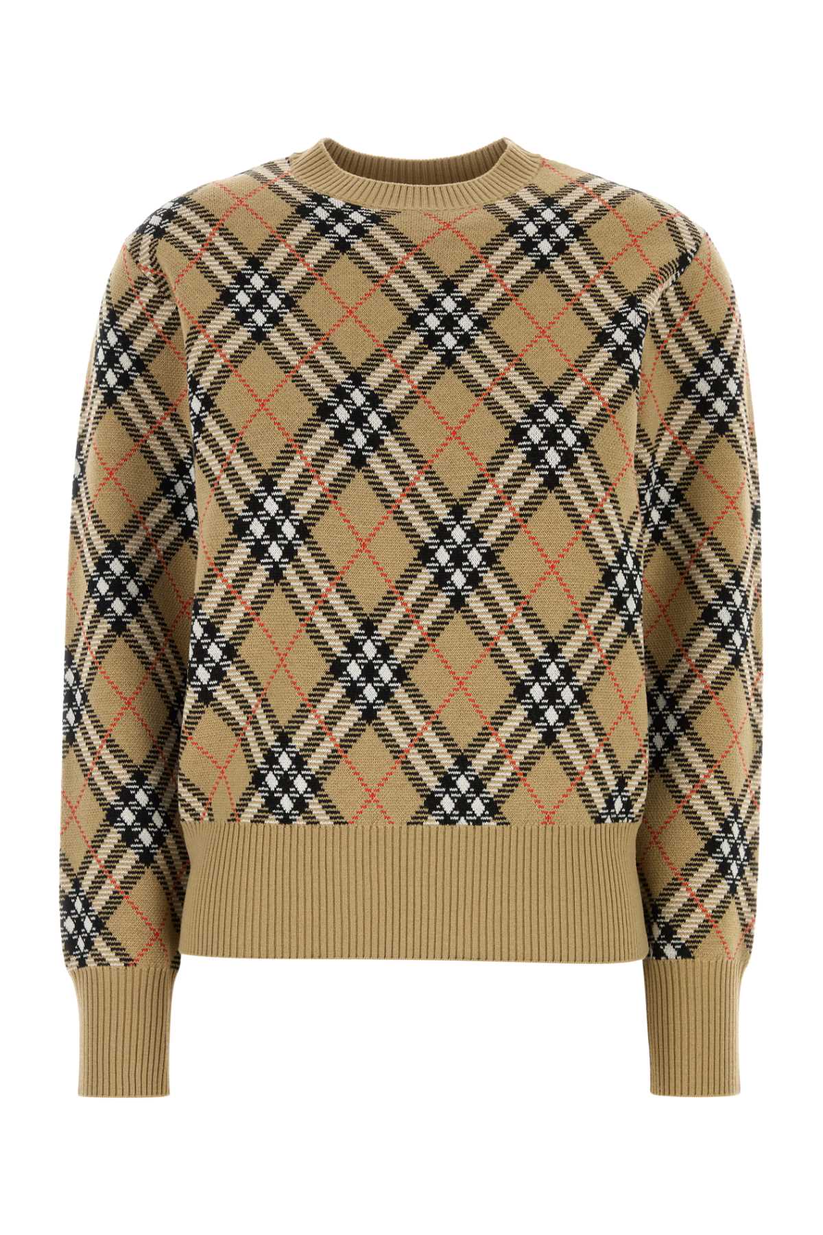 Embroidered Wool Blend Sweater Sandsandipcheck Exterior: Polyester Maglieria