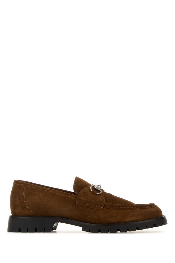Gucci Exterior: 100% Suede; Interior: 100% Leather; Sole: Rubber loafer in brown