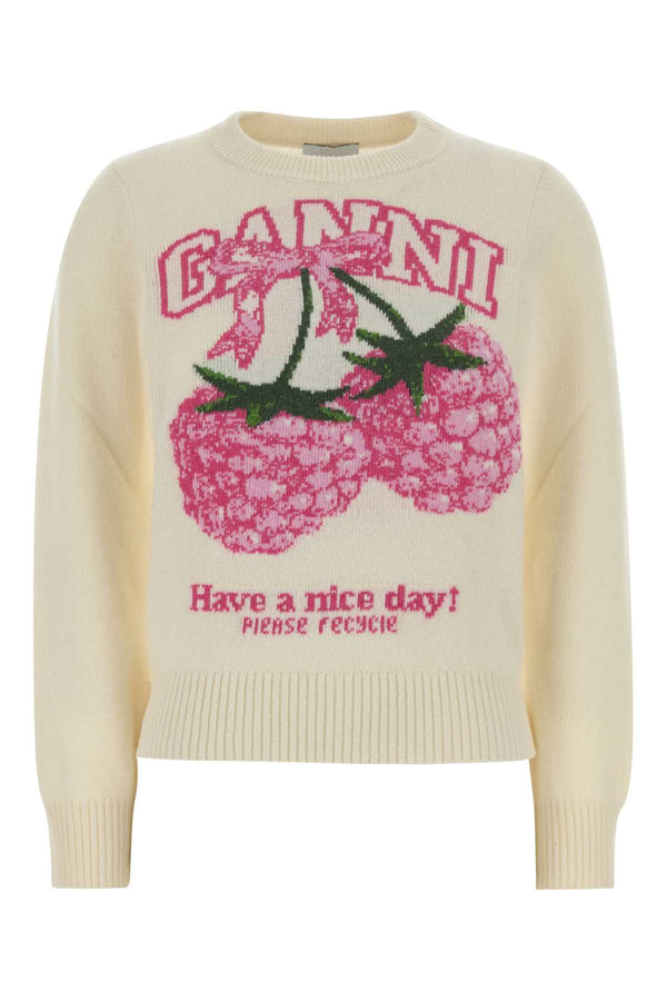 Ganni Wool 45% Wool sweater in beige