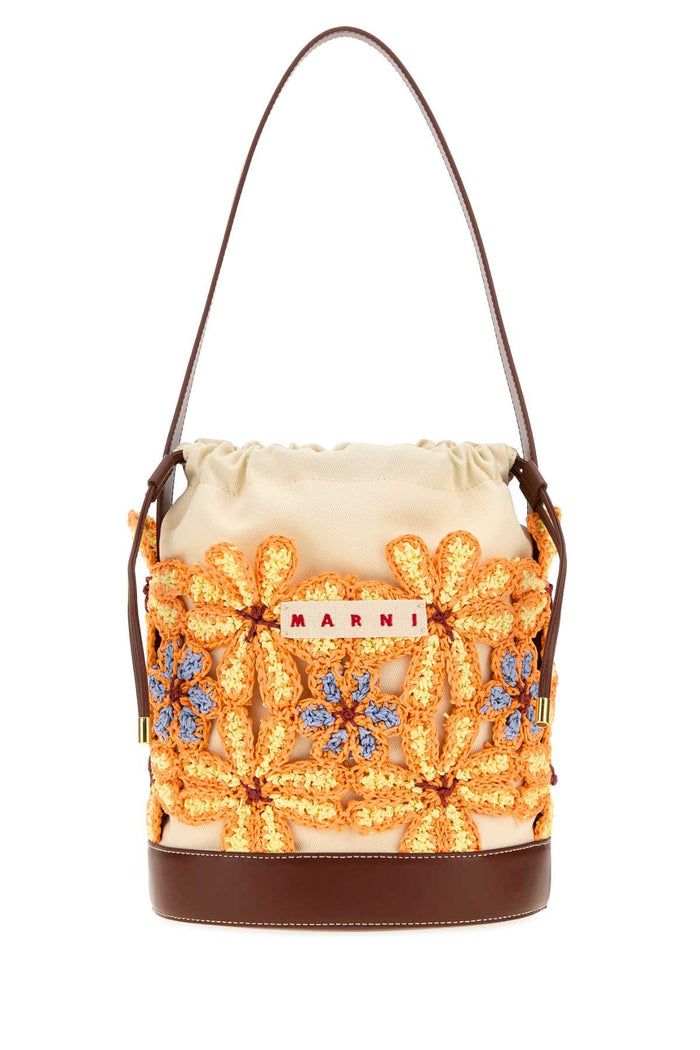 Embellished Canvas Bucket Bag Vanillacarrotwildcherryshadowmoka Borse A Secchiello