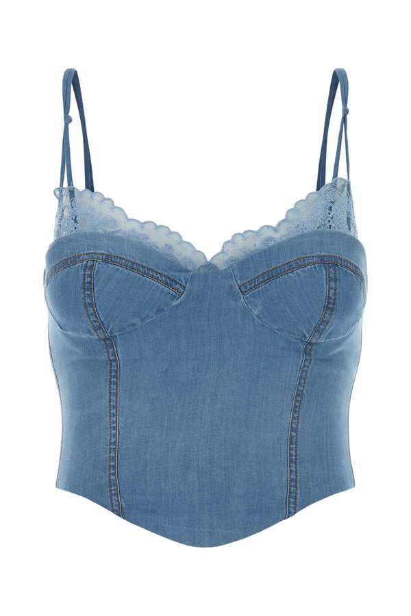 Ermanno Scervino Denim 100% Cotton tank top in blue