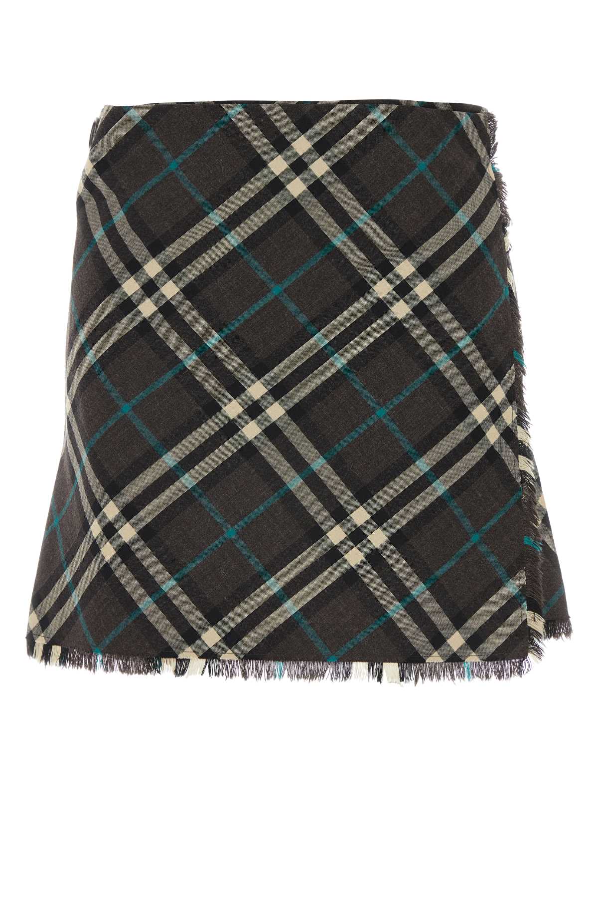 Embroidered Polyester Blend Mini Skirt Snugipcheck Exterior: Wool Gonne