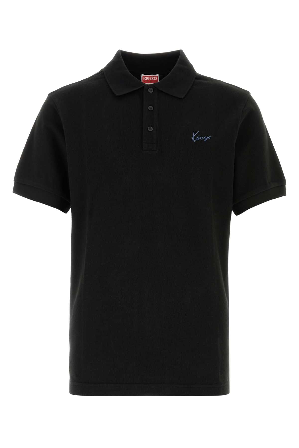 Black Piquet Polo Shirt Exterior: Cotton