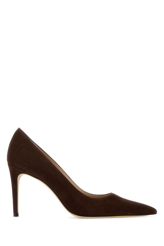 Brown Suede Stuart Power 85 Pumps Walnut Scarpe Con Tacco