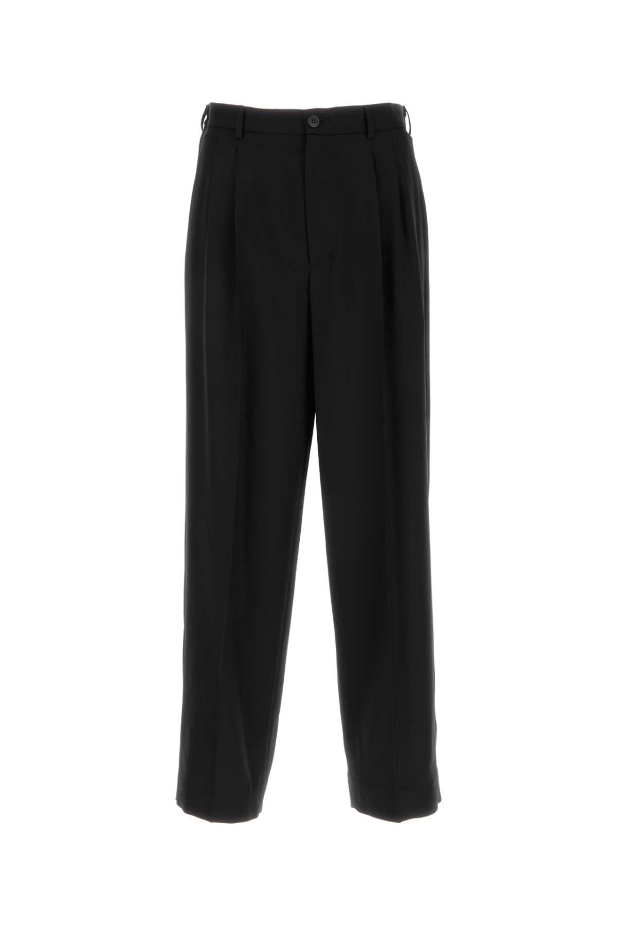 Black Wool Wide-Leg Pant Exterior: Virgin Pantaloni