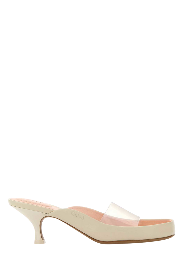 Two-Tone Pvc And Leather Junie Mules Softivory Scarpe Con Tacco