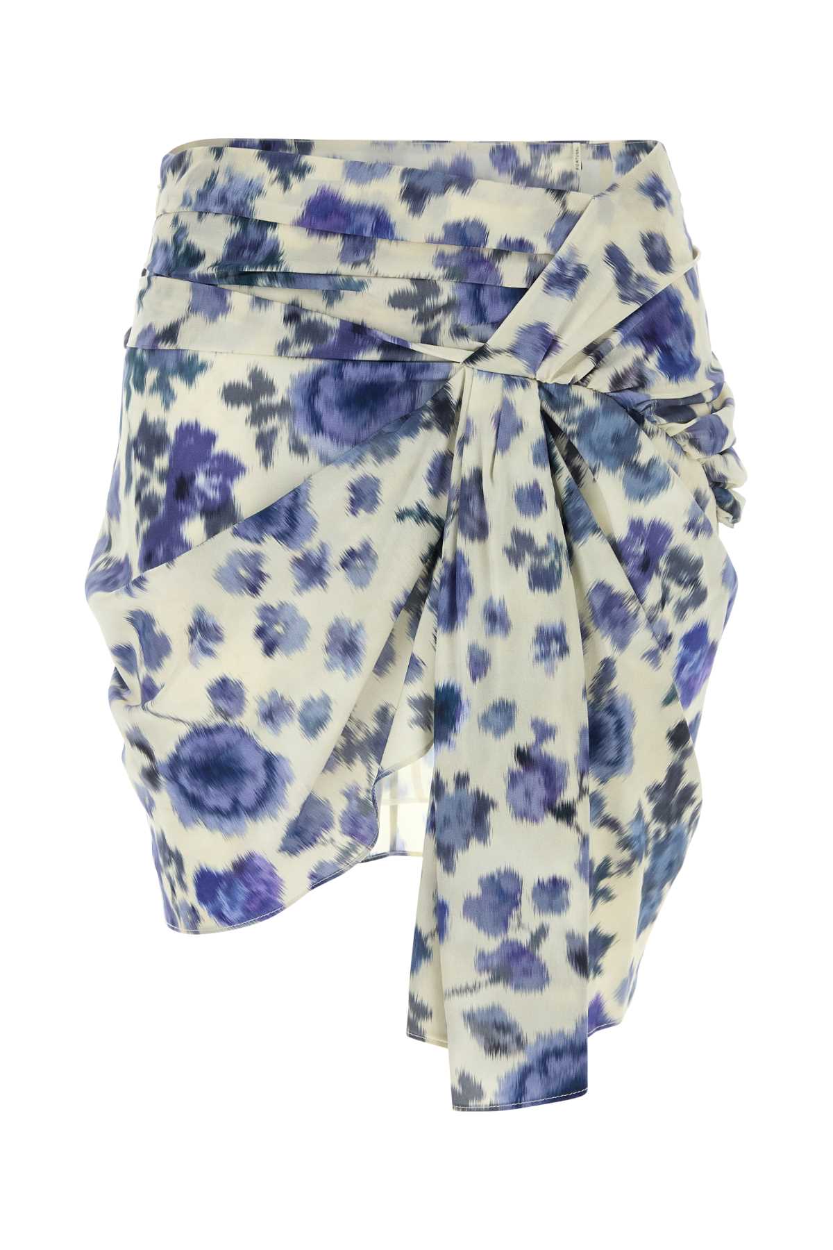 Printed Stretch Silk Ovia Mini Skirt Blue Gonne