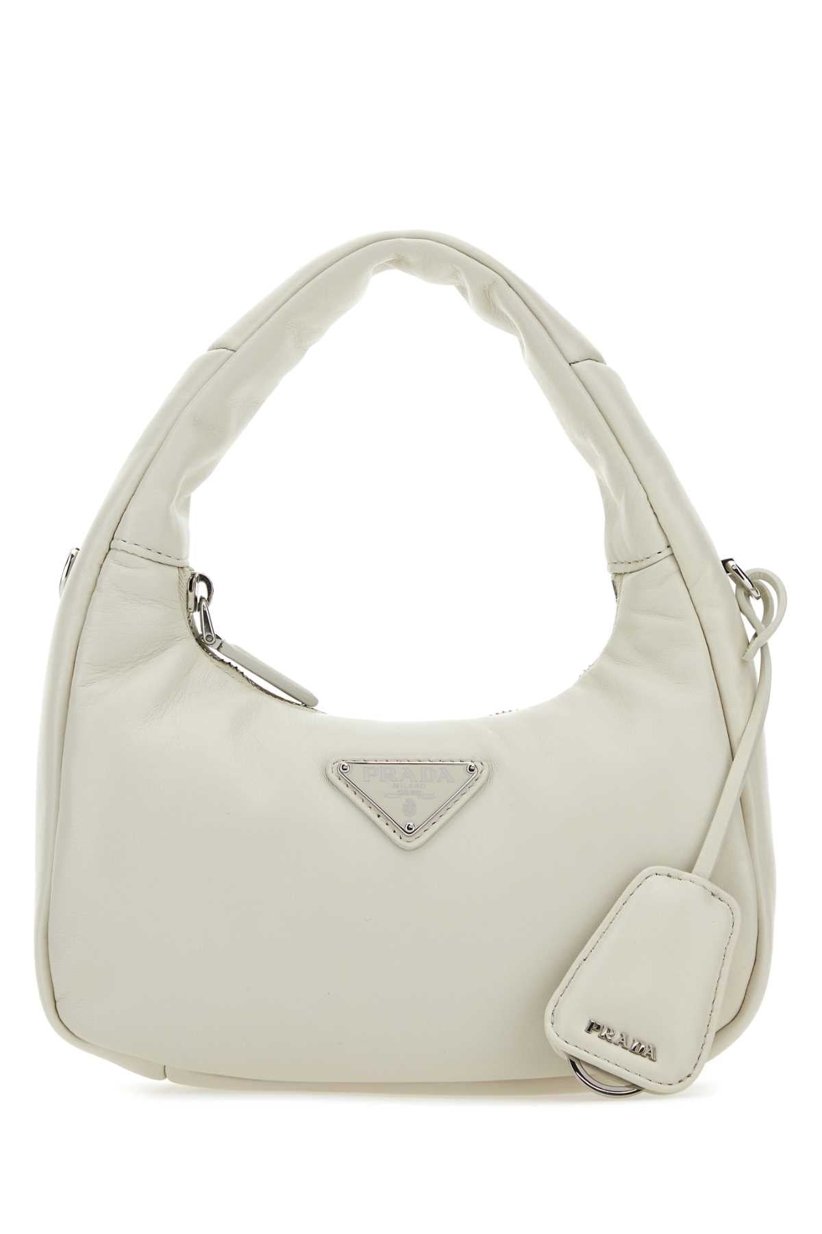 Chalk Nappa Leather Mini Prada Soft Handbag Bianco Agnello Borse A Mano