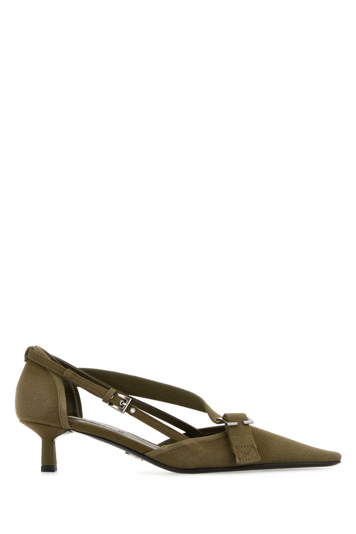 Army Green Canvas Pumps Militare Scarpe Con Tacco