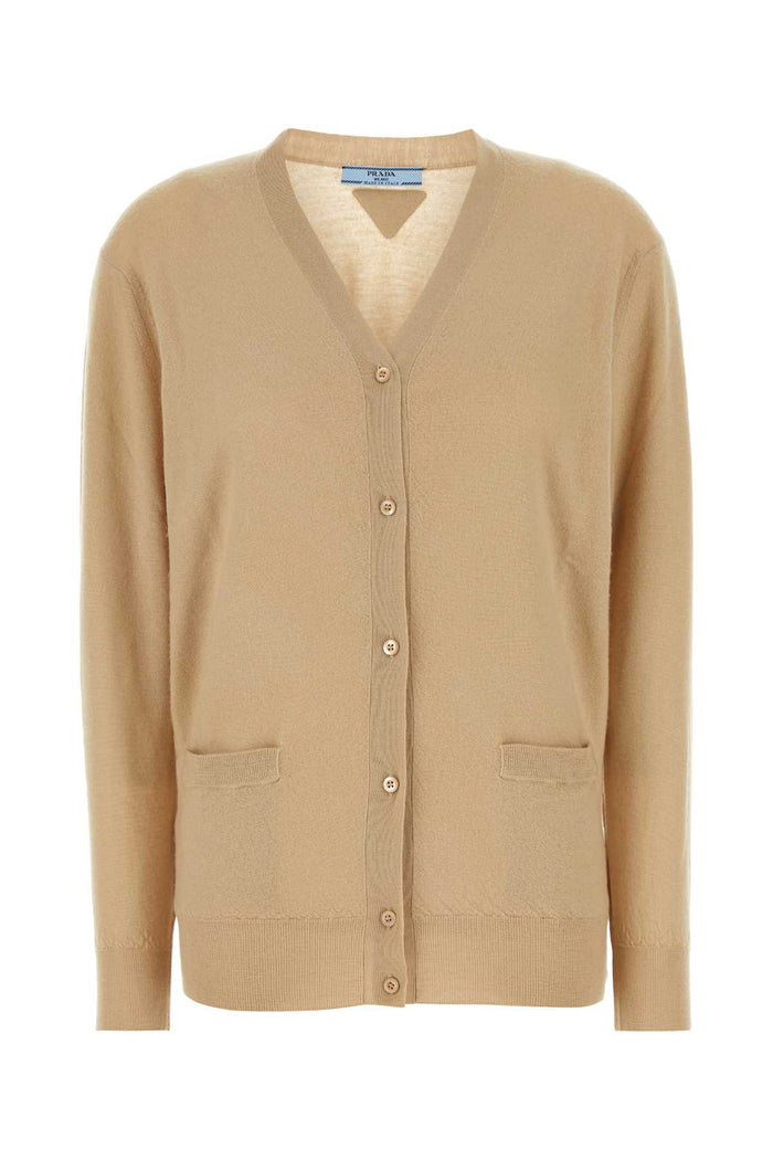 Beige Cashmere Cardigan Albino Ws-trochus Niloticus Maglieria