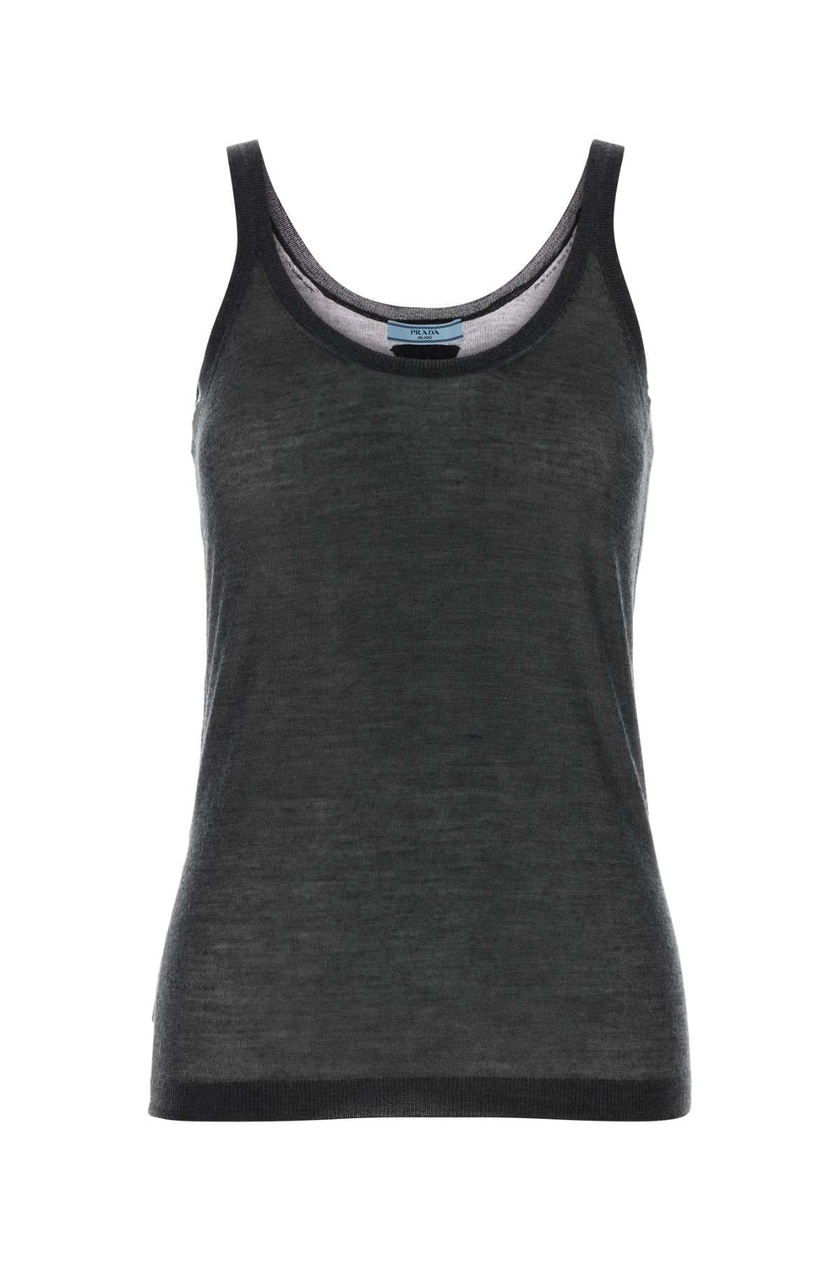 Graphite Cashmere Blend Tank Top Antracite Exterior: Silk Maglie