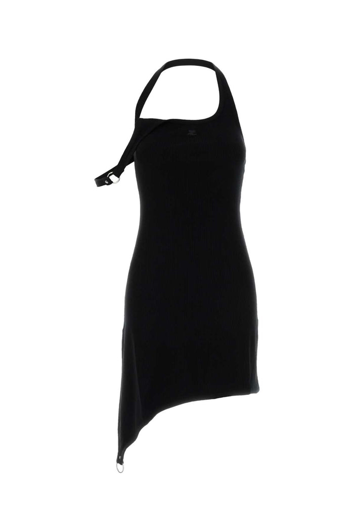 Black Viscose Blend Dress Exterior: Nylon Abiti