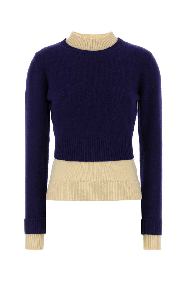 Jil Sander Double 98% Virgin wool sweater in navy