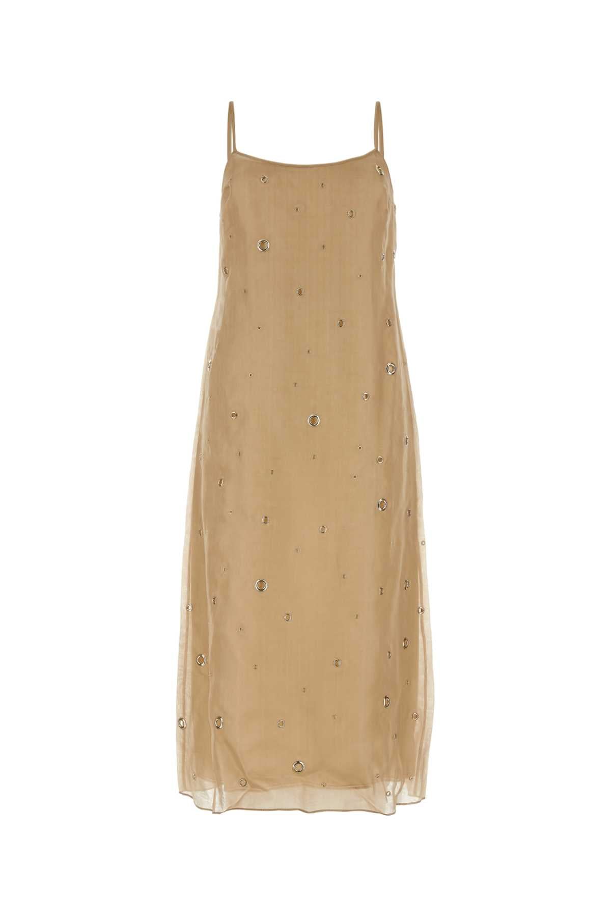 Beige Organza Dress Corda Se-ottone Abiti