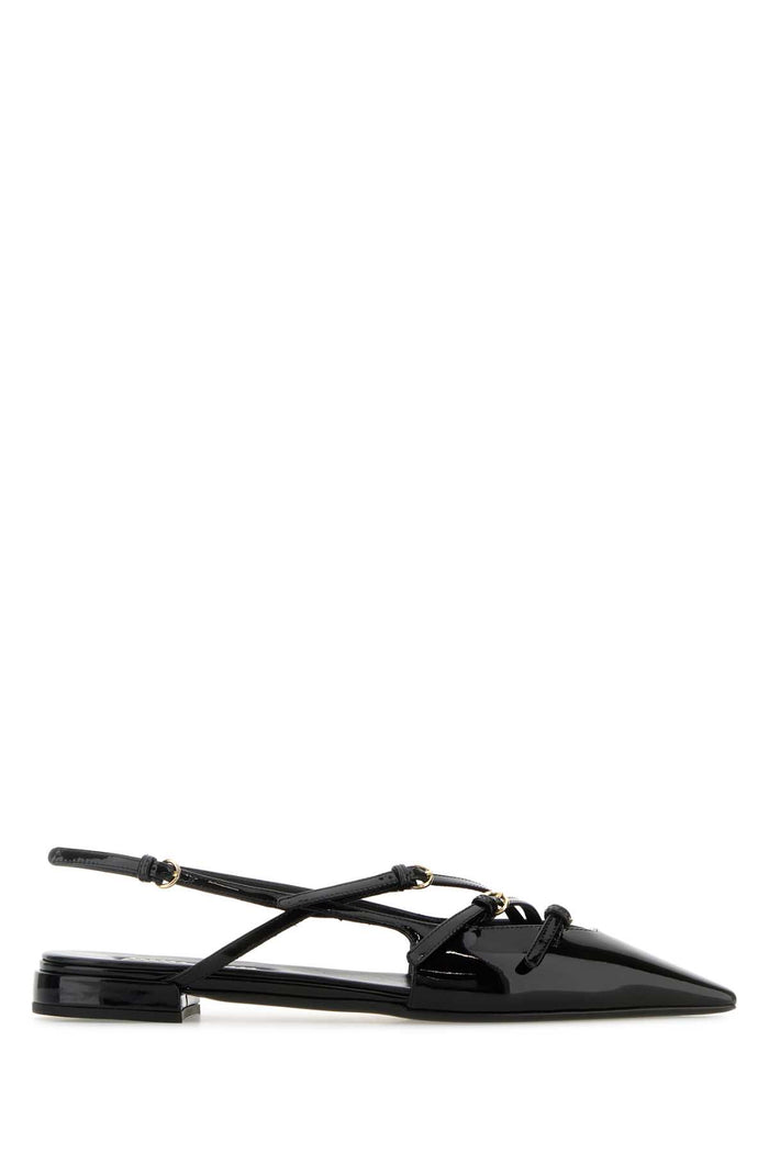 Black Leather Ballerinas Nero Vitello Ballerine