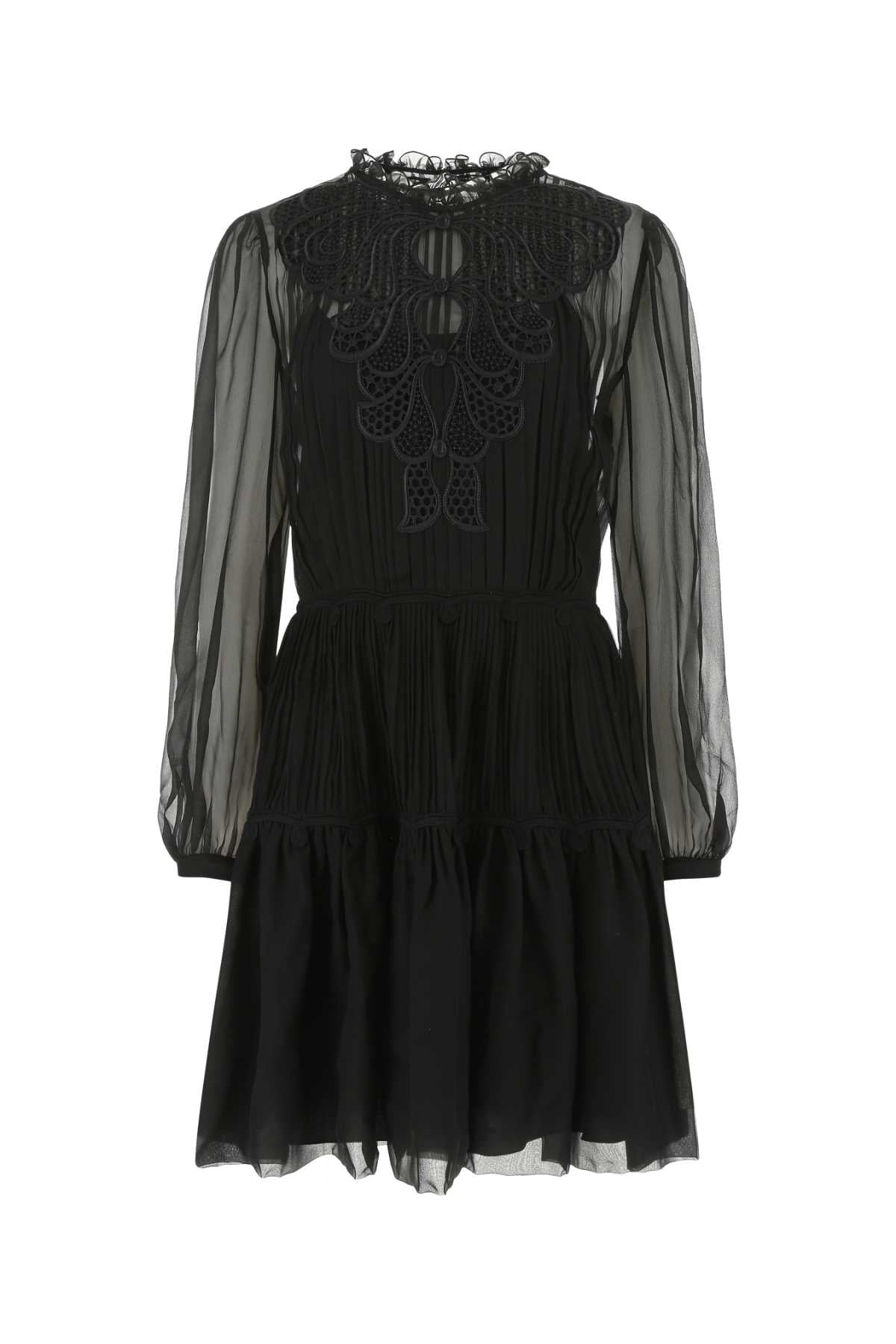 Black Chiffon Mini Dress V0555 Abiti