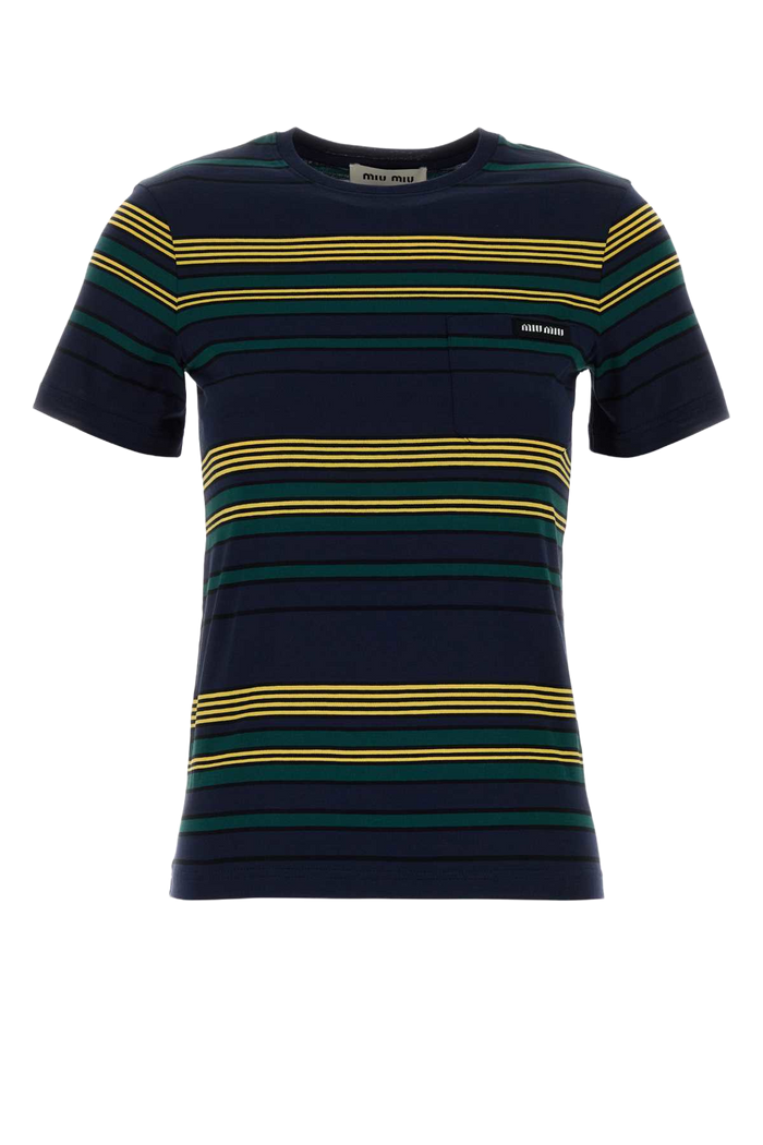 Embroidered Cotton T-Shirt Blubottiglia Exterior