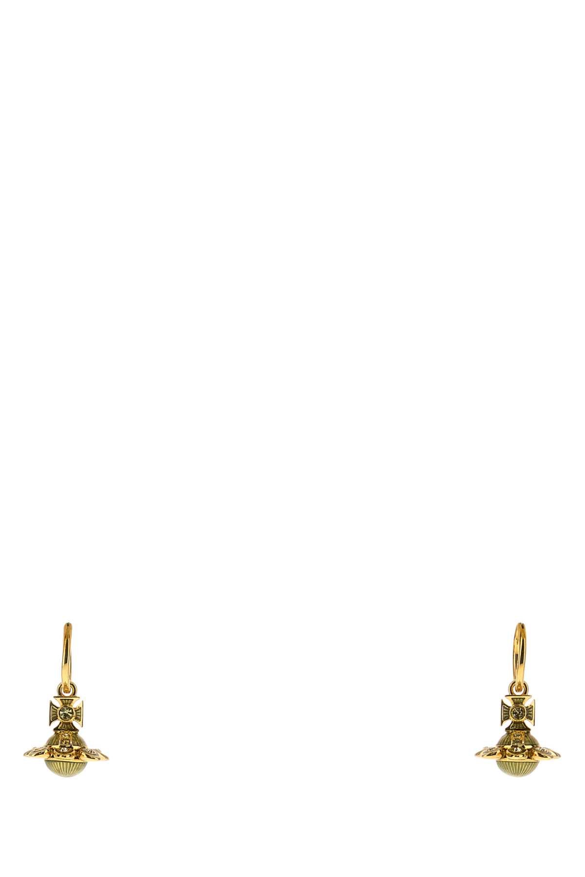 Gold Metal Capucine Earrings Goldjonquilcrystalchrysoliteenam Orecchini