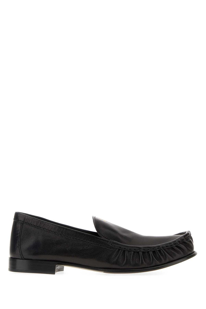 Black Leather Loafers Nero Bufalo Mocassini