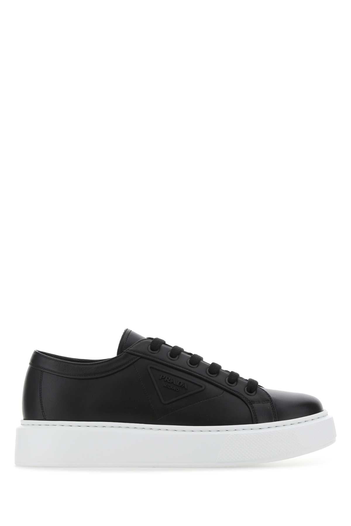 Black Leather Sneakers F0632